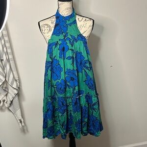 Vici Blue and‎ Green Floral Mini Dress size small